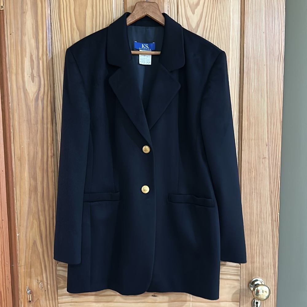 Vintage KS Selection Womens Black Cashmere Blazer ~ 42